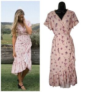 NWT Wynsum Megan Prink Floral Wrap Dress Small
